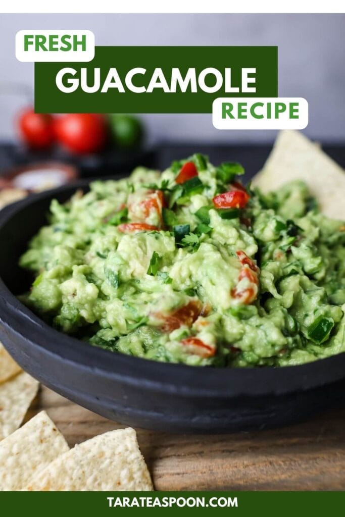 Pinterest graphic for Tableside Guacamole recipe on Tara Teaspoon.