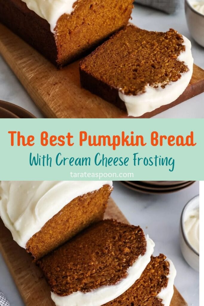Pinterest graphic for The Best Pumpkin Loaf recipe on Tara Teaspoon