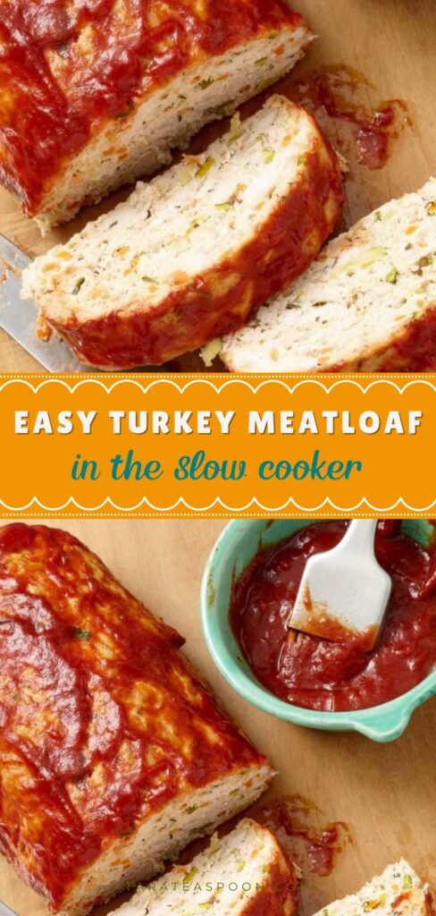 Pinterest graphic for Crockpot Turkey Meat Loaf recipe on Tara Teaspoon