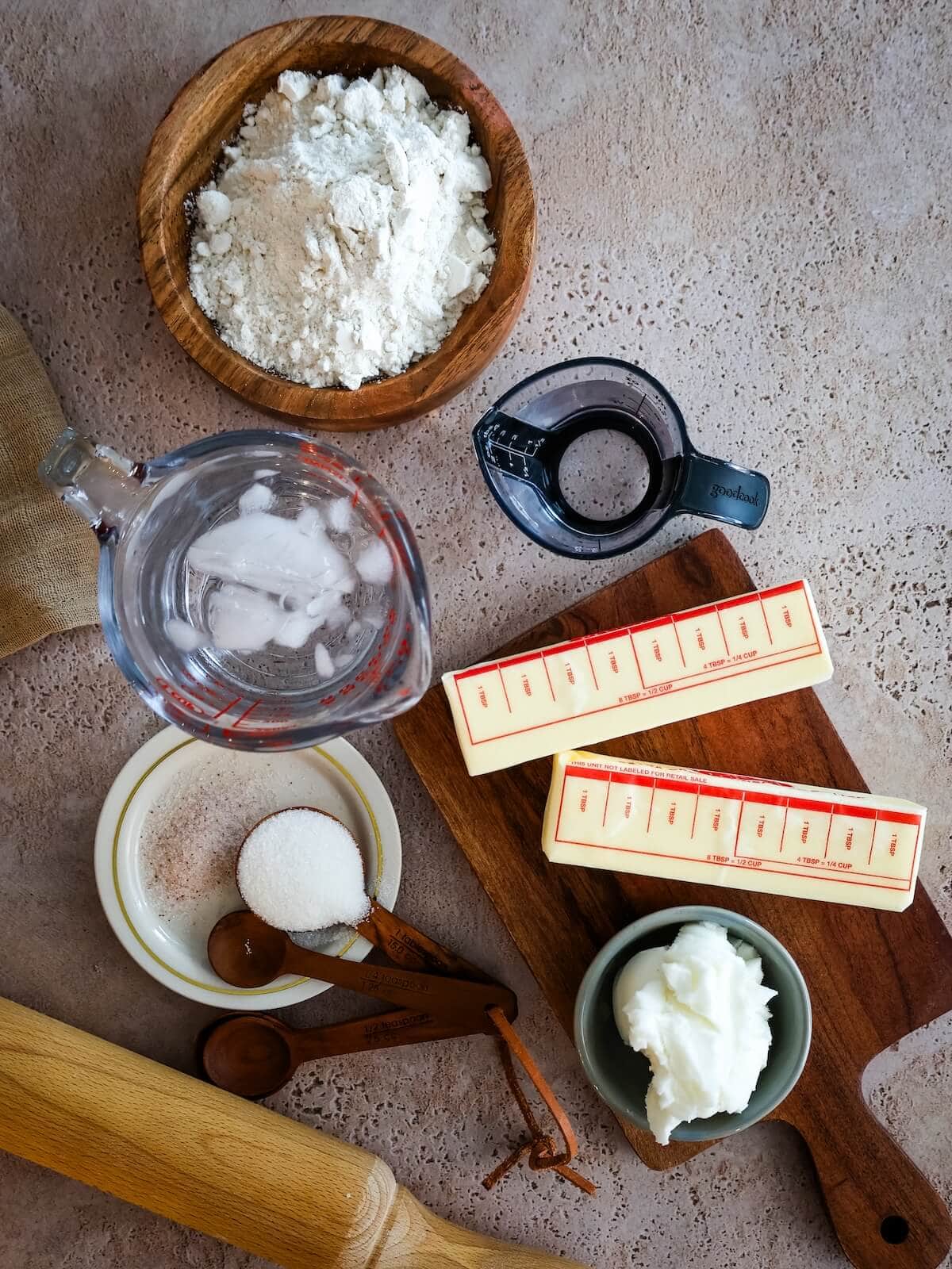Ingredients for a pie crust.