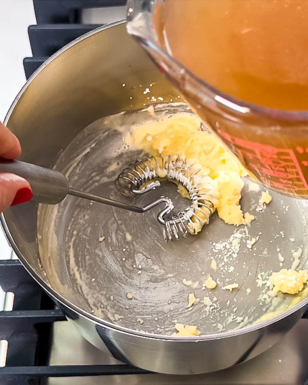 Whisked butter, flour, and cornstarch in a saucepan.