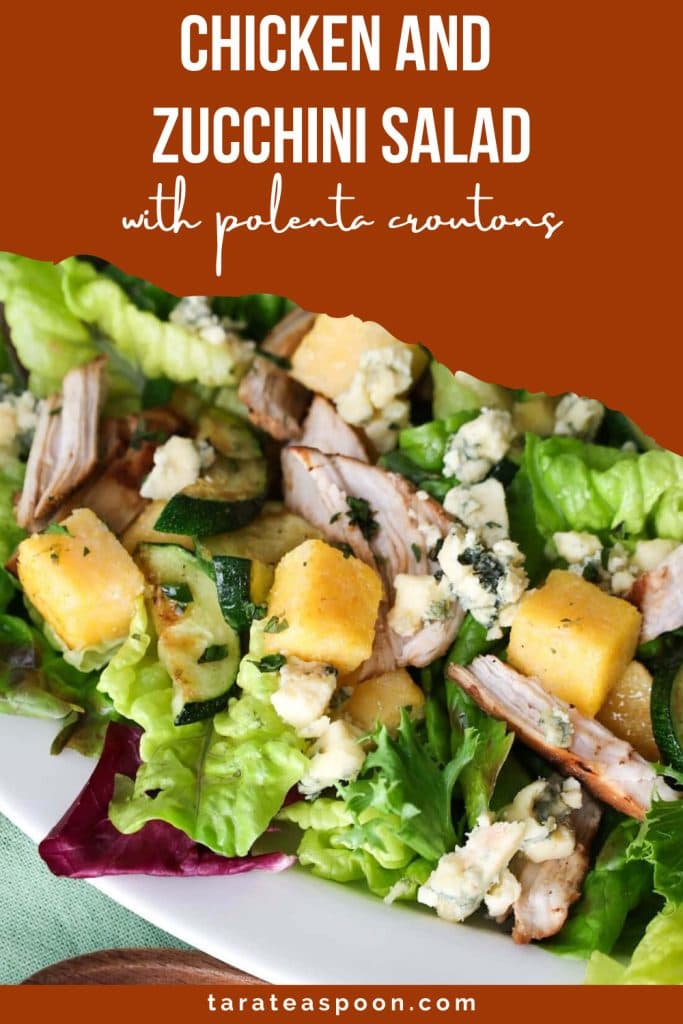 Chicken and Zucchini Salad with Polenta Croutons