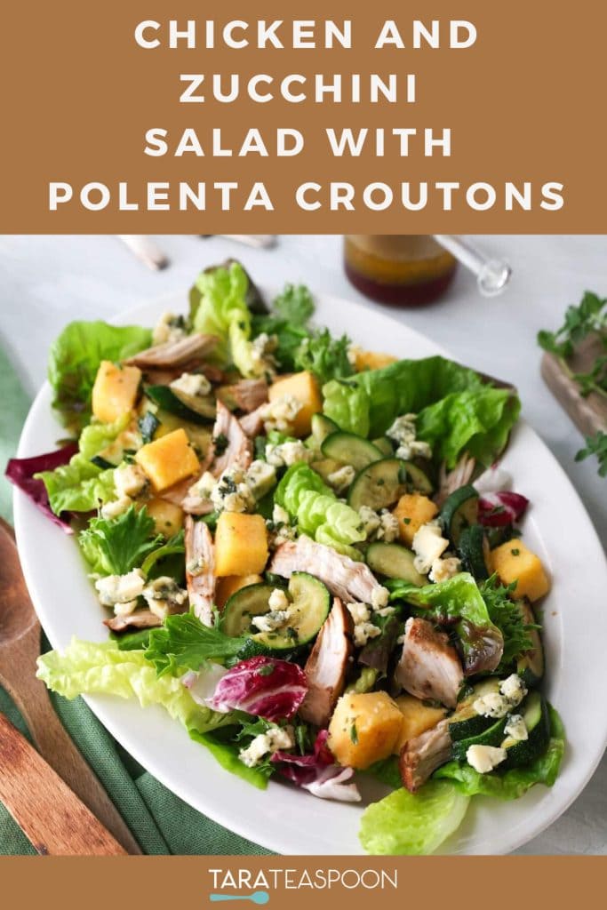 Chicken and Zucchini Salad with Polenta Croutons