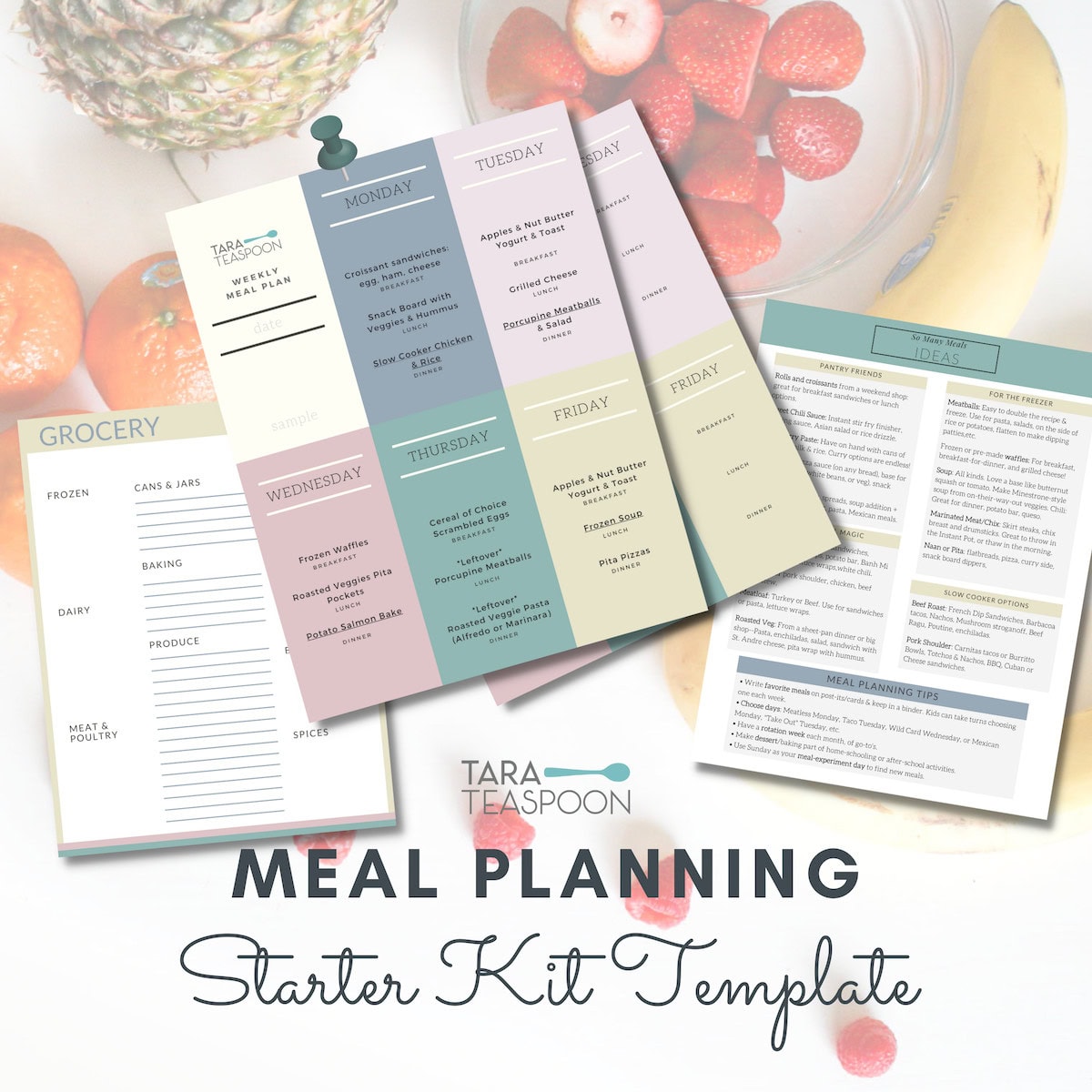Meal planning starter kit examples for product page. 