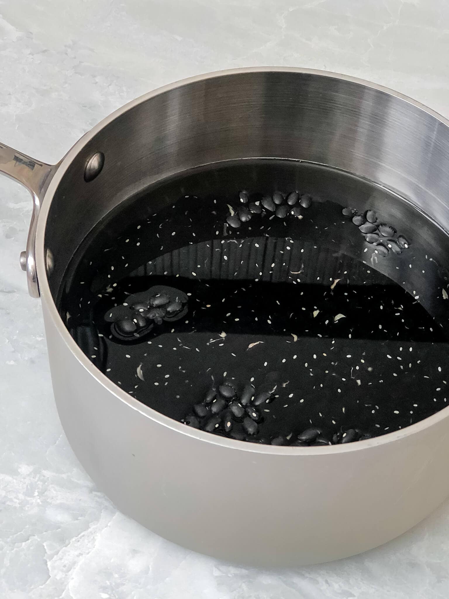 Soak dried black beans before cooking.