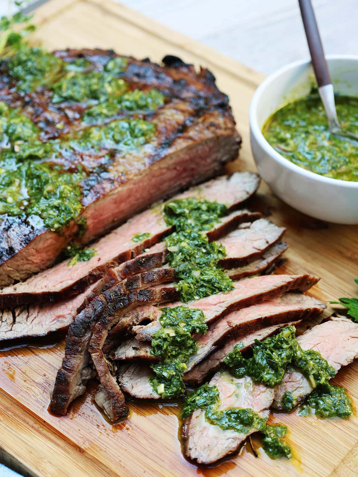 green salsa verde with flank steak.