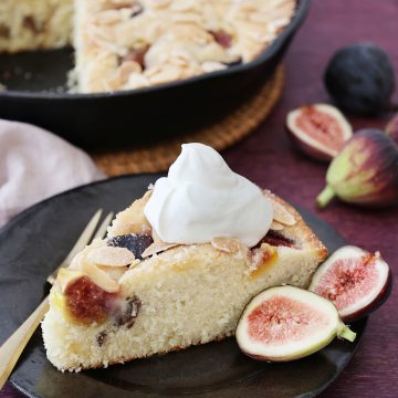 feature image for fig cake with whipped cream on top