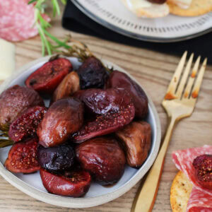 plate of balsamic figs on cheese board feature image