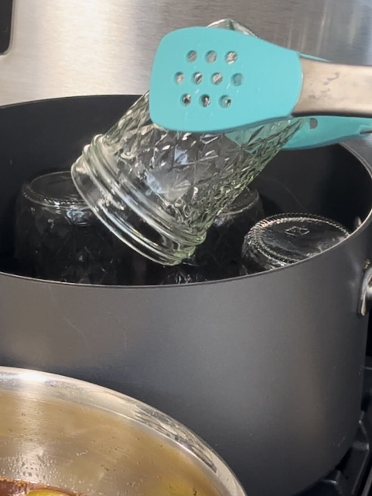 heating clean jars for canning process.