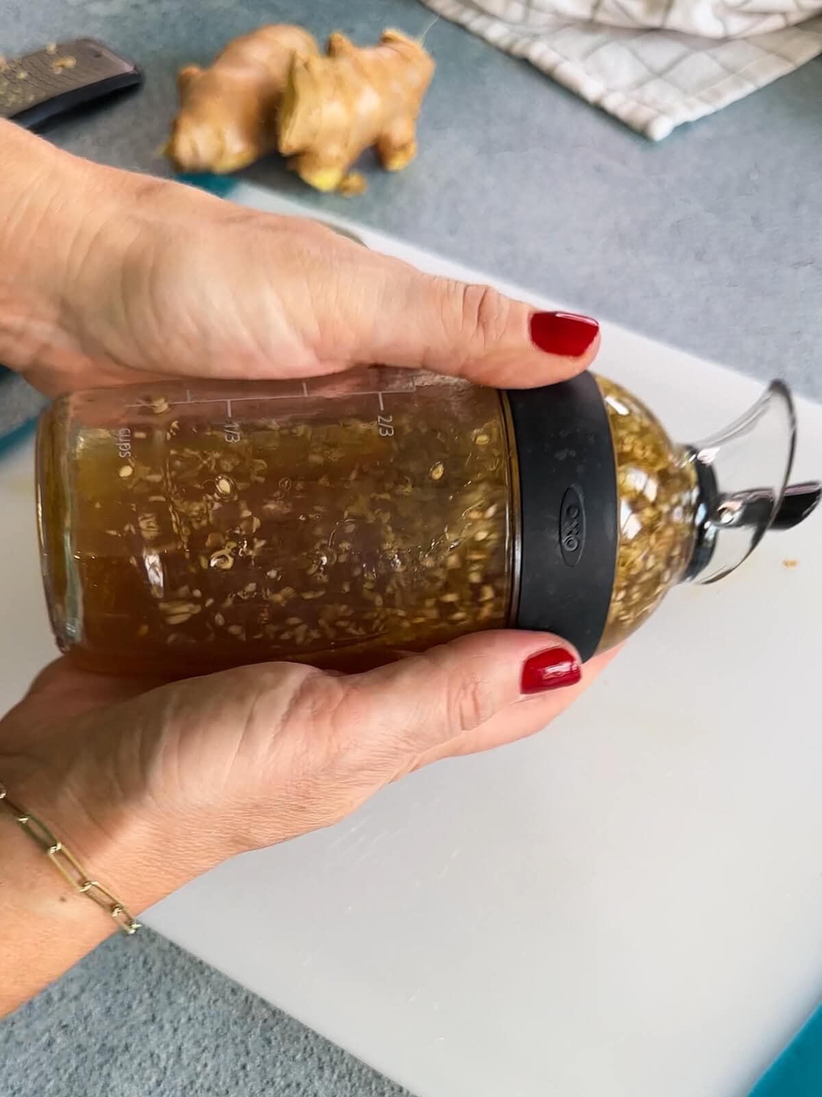 making ginger dressing for asian slaw