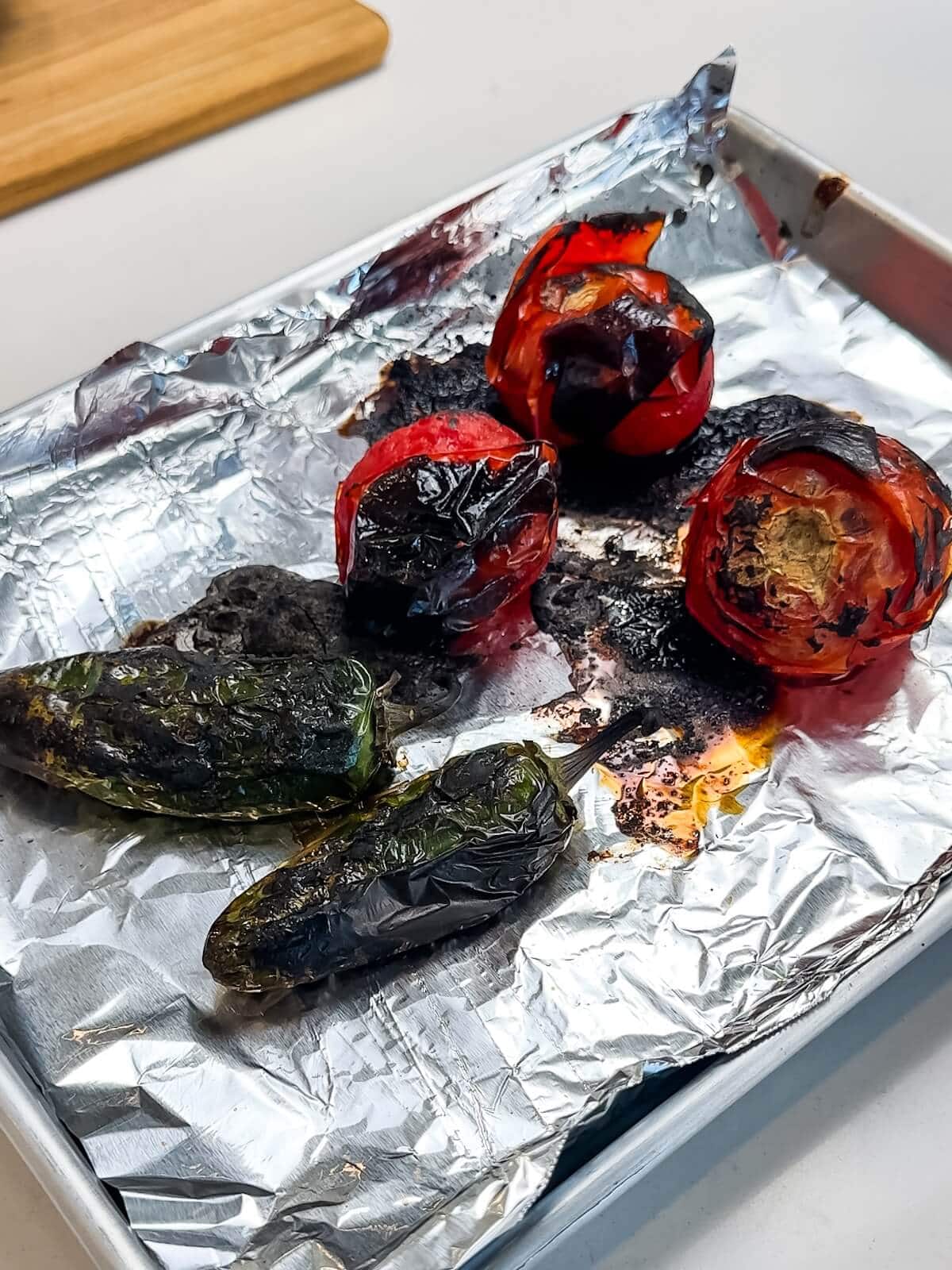 charred tomatoes and jalapenos for frijoles charro