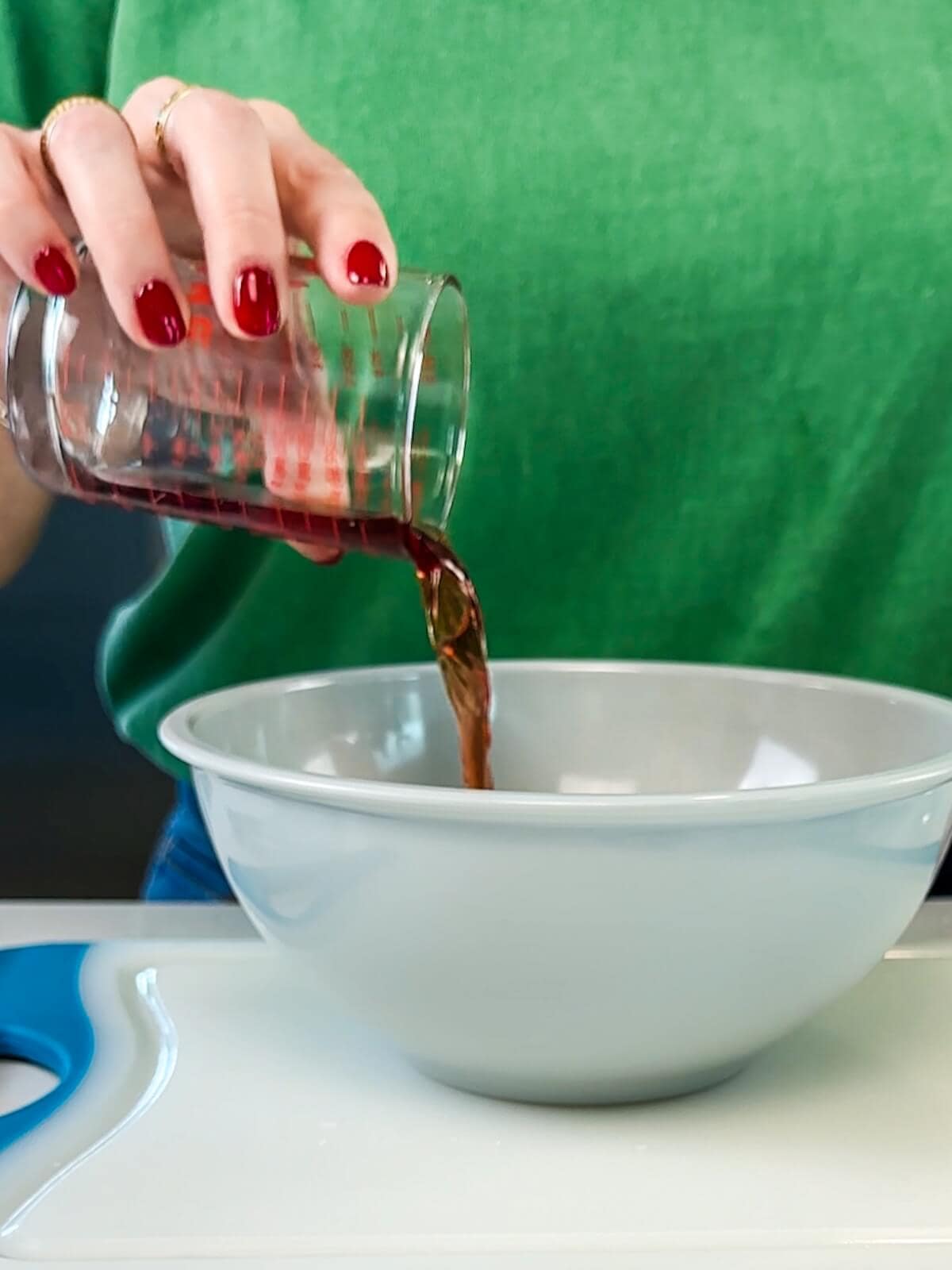Make vinaigrette in a bowl for roasted salad.