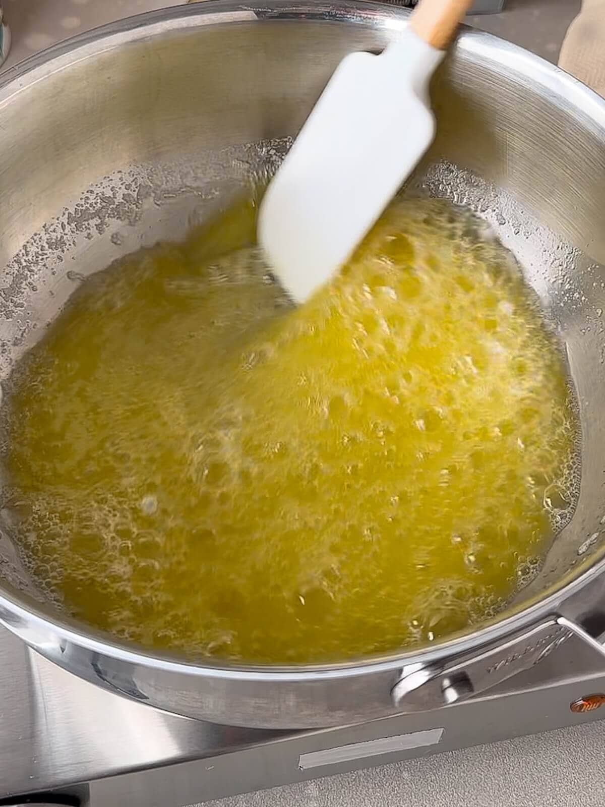 melting butter to make brown butter.