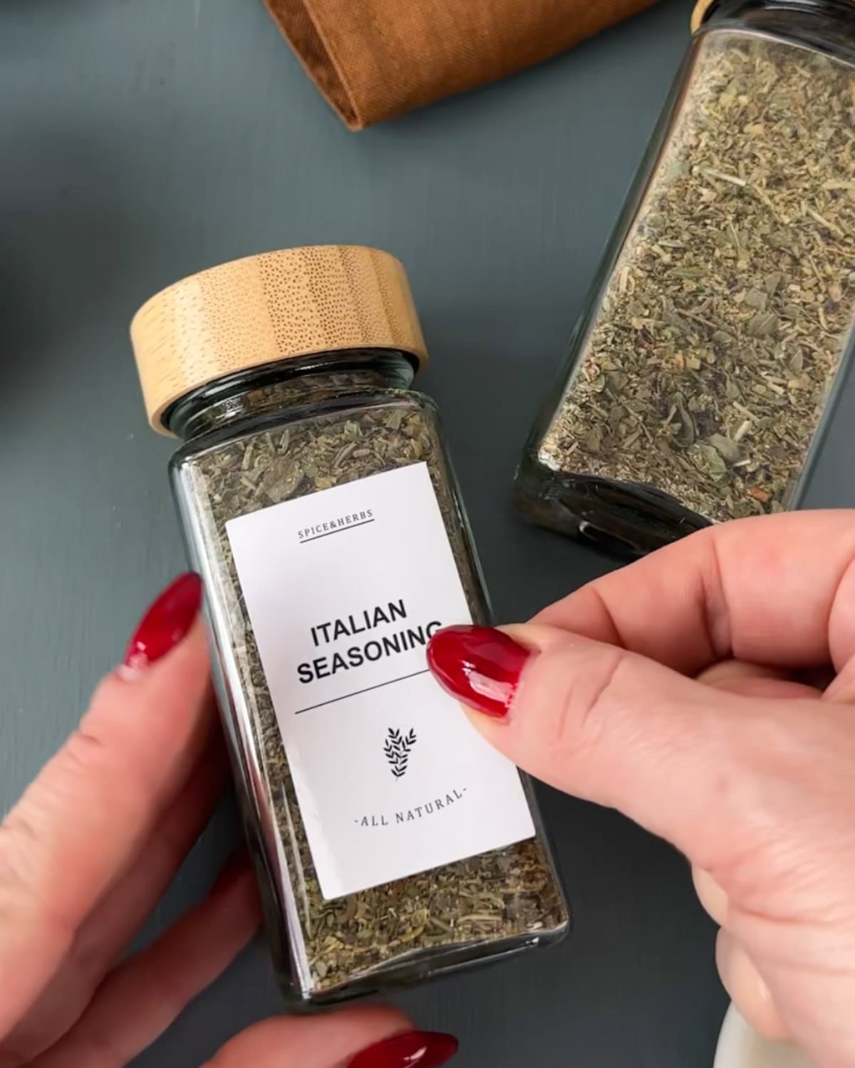 Label each spice jar or lid to show contents.