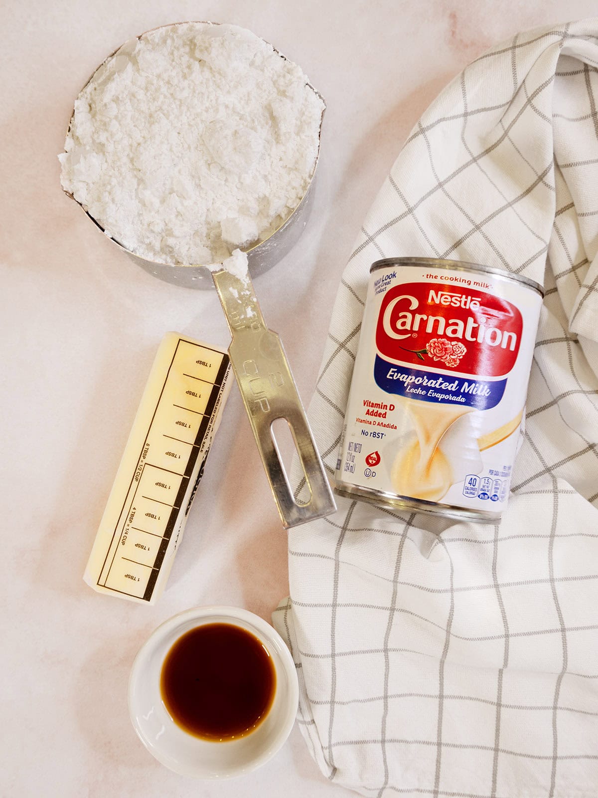 ingredients needed to make browned butter frosting.