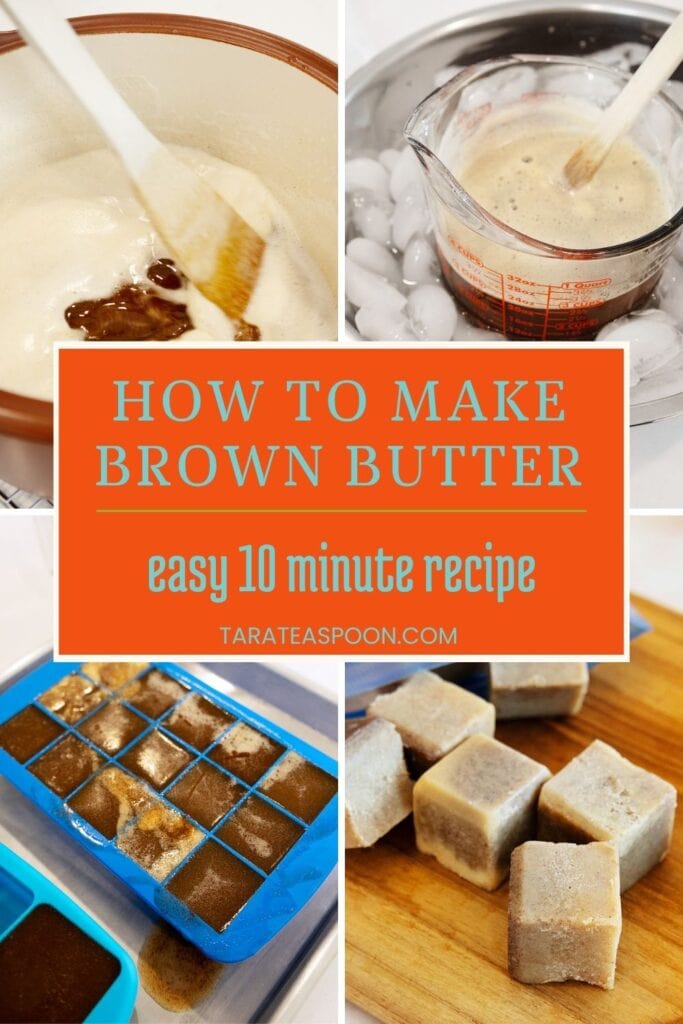 Pinterest graphic for How to Make Browned Butter recipe on Tara Teaspoon.