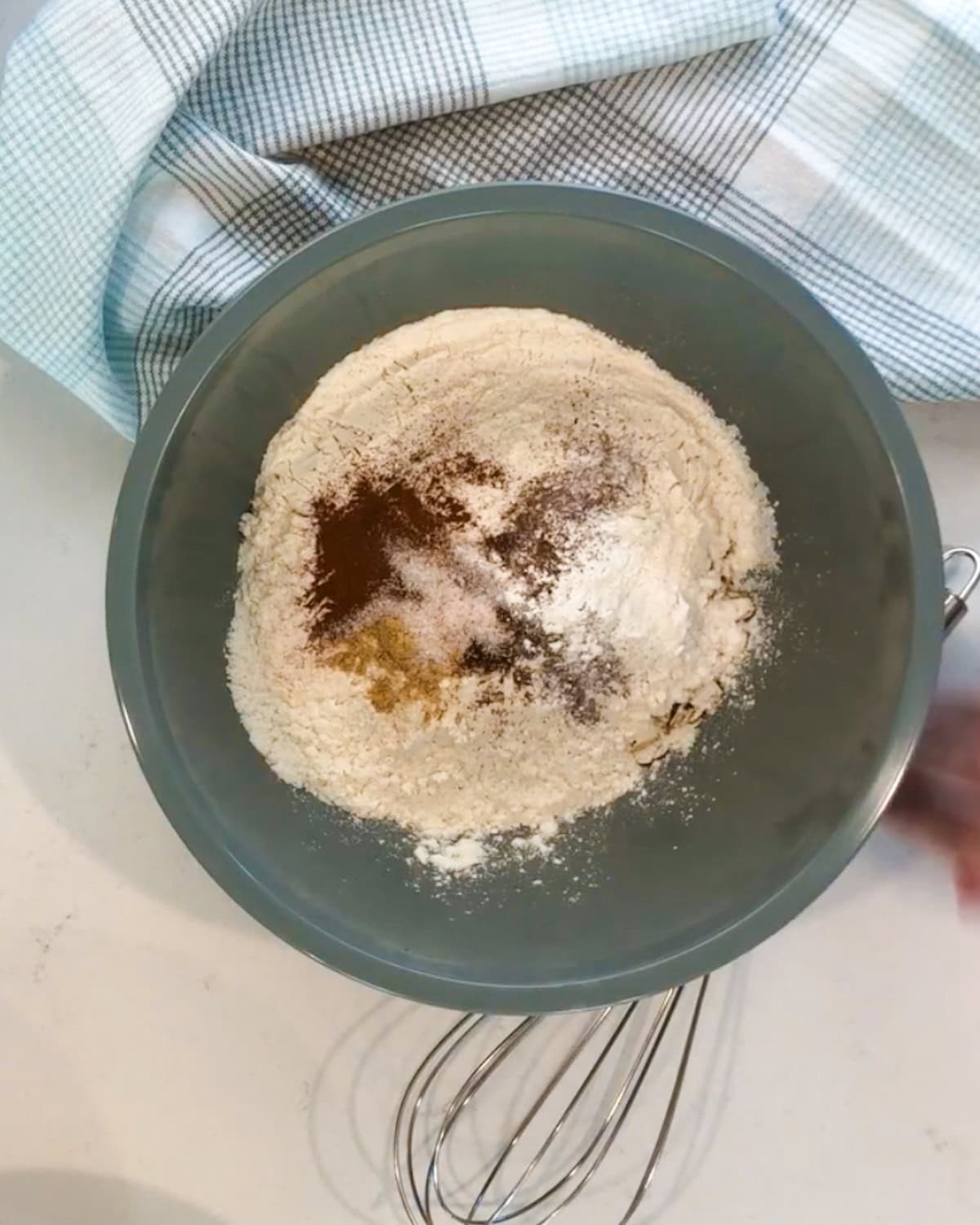 Dry ingredients in a bowl for oatmeal cookies